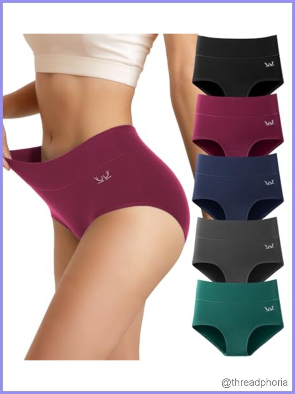 Women's High Waisted Cotton Briefs Full Coverage Panties 5 Pack